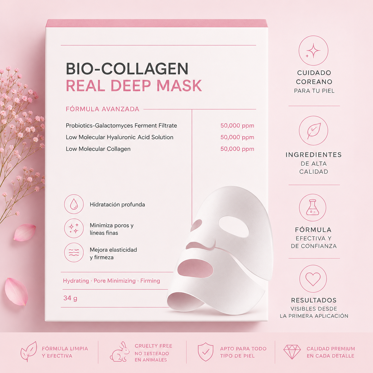 Mascarilla de biocolágeno