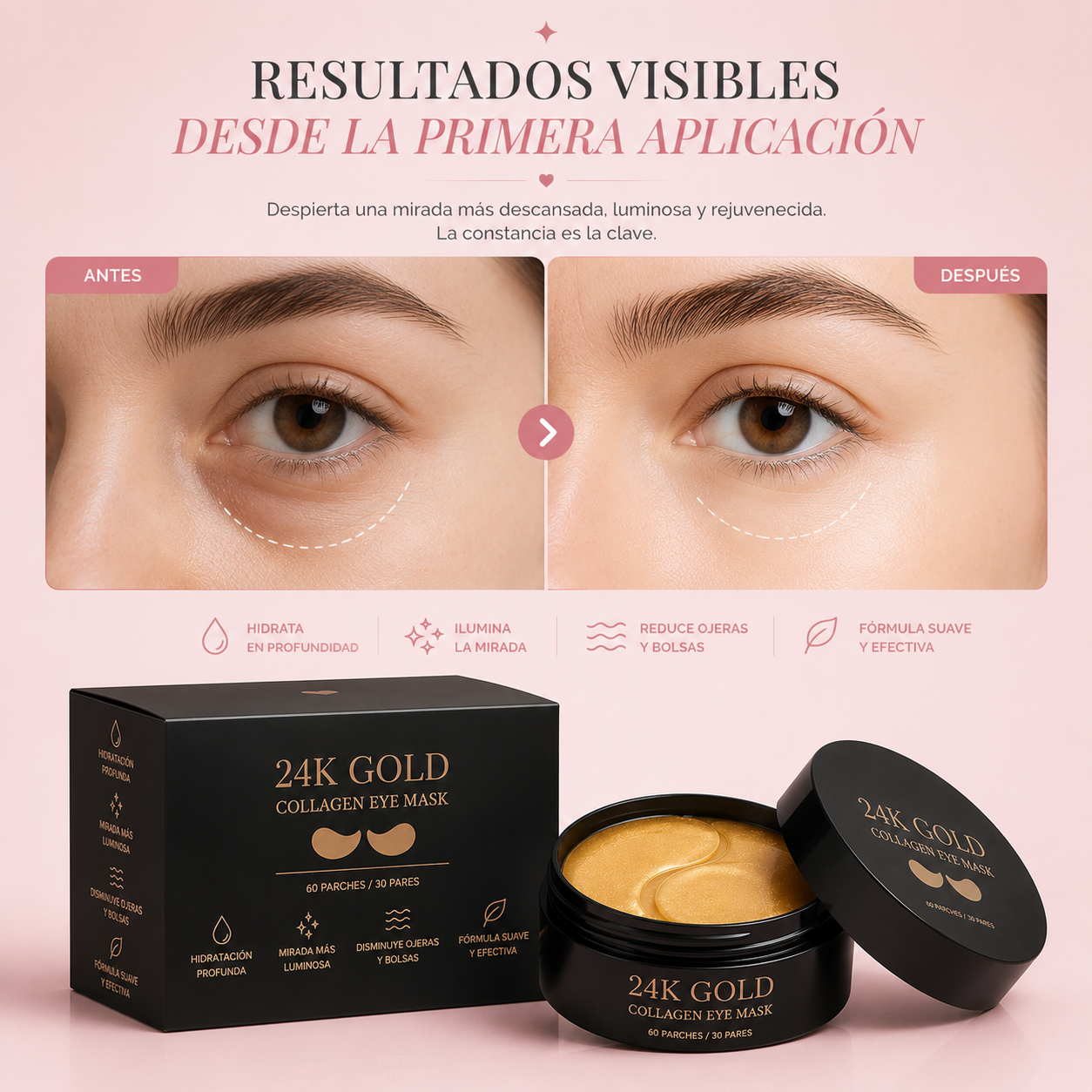 60 Parches de colágeno para ojos
